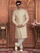 Cream Embroidered Achkan Style Indowestern Set