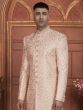 Rose Pink Silk Embroidered Mens Indowestern Set