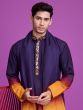 Ombre Yellow And Wine Shaded Kurta Set In Mirror Work