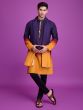 Ombre Yellow And Wine Shaded Kurta Set In Mirror Work