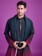 Navy Blue And Wine Ombre Shaded Kurta Set