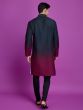 Navy Blue And Wine Ombre Shaded Kurta Set