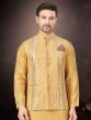 Yellow Kurta Pyjama In Silk With Sequin Work Jacket