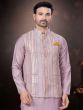 Lilac Kurta Pyjama In Silk With Sequins Embroidery