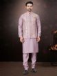 Lilac Kurta Pyjama In Silk With Sequins Embroidery