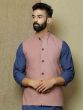 Navy Blue Cotton Kurta Set With Nehru Jacket