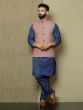 Navy Blue Cotton Kurta Set With Nehru Jacket