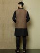 Black Kurta Pyjama Set In Cotton With Upper Koti