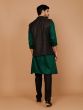 Dark Green Mens Kurta Pyjama Set With Nehru Jacket