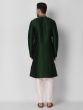 Dark Green Readymade Kurta Pyjama Set In Silk