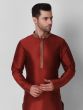 Deep Red Mens Kurta Pyjama Set In Silk