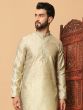 Cream Readymade Kurta Pyjama In Cotton