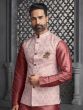 Rosewood Pink Kurta Pyjama Set With Nehru Jacket