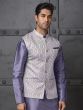 Lavendar Purple Mens Kurta Pyjama With Jacket