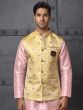 Baby Pink Kurta Pyjama Set With Jacquard Jacket