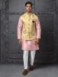 Baby Pink Kurta Pyjama Set With Jacquard Jacket