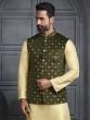 Cream Mens Kurta Pyjama Set With Nehru Jacket