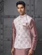 Onion Pink Kurta Pyjama Set In Silk With Jacket