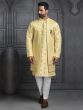 Yellow Kurta Set In Silk With Long Open Jacket