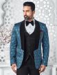 Teal Blue Mens Three Piece Tuxedo Set