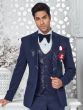 Navy Blue Mens Tuxedo In Sequins Work