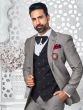 Grey Mens Stylish Three Piece Tuxedo Set