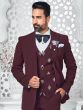 Maroon Cocktail Wear Tuxedo Set For Mens