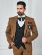 Caramel Brown Mens Tuxedo In Three Piece