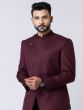 Maroon Asymmetric Pattern Jodhpuri Set