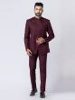 Maroon Asymmetric Pattern Jodhpuri Set