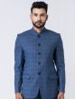 Sky Blue Checks Printed Mens Jodhpuri Set