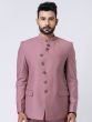 Mauve Pink Asymmetric Pattern Bandhgala Suit