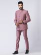 Mauve Pink Asymmetric Pattern Bandhgala Suit