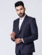 Navy Blue Mens Check Pattern Suit For Mens