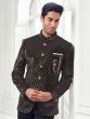 Black Golden Strip Printed Jodhpuri Suit