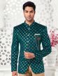 Rama Green Jacquard Silk Mens Bandhgala Suit