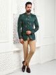 Rama Green Floral Weaving Jodhpuri Suit