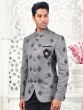 Silver Grey Jodhpuri Suit In Velvet