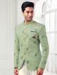 Pista Green Mens Velvet Bandhgala Suit