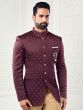 Maroon Printed Mens Jodhpuri Set