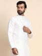 White Kurta Pyjama Set In Thread Work