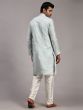 Grey Silk Kurta Pyjama In Thread Work