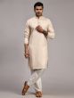 Cream Kurta Pyjama In Thread Work For Men