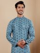 Blue Sequins Work Kurta Pyjama In Rayon