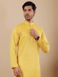 Yellow Rayon Men's Kurta Pyjama