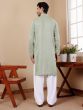 Sage Green Rayon Kurta Pyjama For Mens