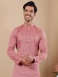 Dusty Pink Menswear Kurta Set In Rayon