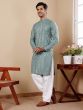 Green Readymade Festive Kurta Pyjama Set