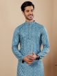 Blue Readymade Kurta Set In Sequins Work