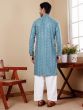 Blue Readymade Kurta Set In Sequins Work